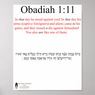 Open Source Vertaling Obadiah 1:11 Poster