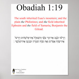Open Source Vertaling Obadiah 1:19 Poster