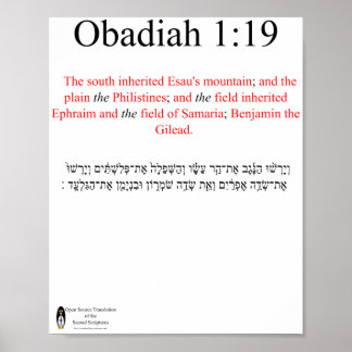 Open Source Vertaling Obadiah 1:19 Poster