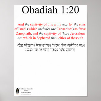 Open Source Vertaling Obadiah 1:20 Poster