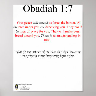Open Source Vertaling Obadiah 1:7 Poster