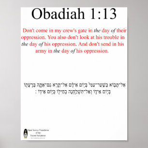 Open Source Vertaling Obadja 1:13 Poster