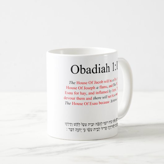Open Source Vertaling Obadja 1:18 Mok (Voorkant rechts)