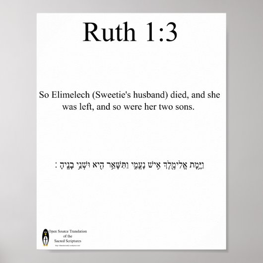 Open Source vertaling Ruth 1:3 Poster (Voorkant)