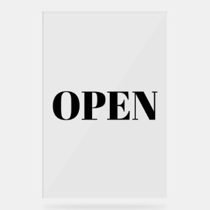 Open Teken Typografie Minimalistisch Zwart Groot Acryl Bord