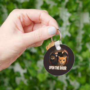 "Open The Door" Grappige katten in hoodies sleutel Sleutelhanger