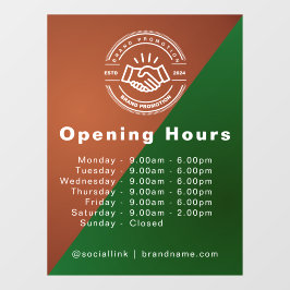Open Tijden | Zakelijk Logo Openingstijden Raamsticker
