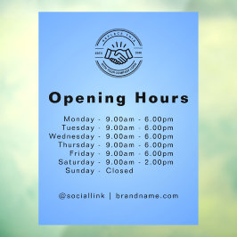 Open Times Zakelijk Logo Openingstijden Lichtblauw Raamsticker