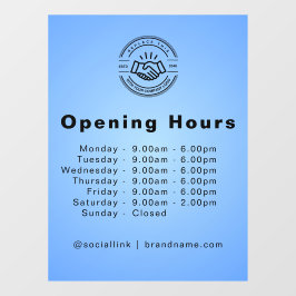 Open Times Zakelijk Logo Openingstijden Lichtblauw Raamsticker
