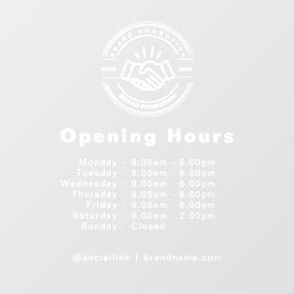 Open Times Zakelijk Logo Openingstijden Transparan Raamsticker
