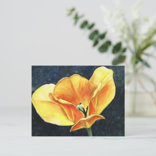 Open Tulp Art Flower Art Reproduction Briefkaart (Staand voorkant)
