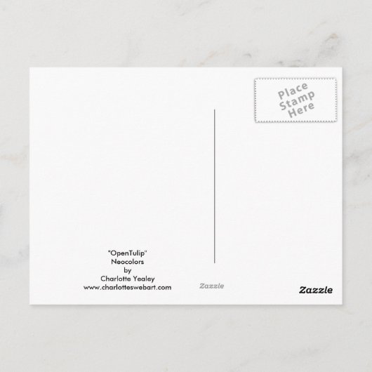 Open Tulp Art Flower Art Reproduction Briefkaart (Achterkant)
