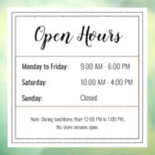 Open Uren Sticker: Plan uw schema in Raamsticker (Vel 3)