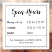 Open Uren Sticker: Plan uw schema in Raamsticker (Vel 2)