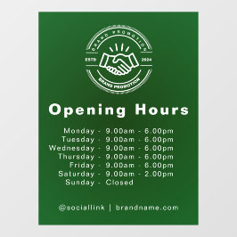 Open Uur Minimalistisch Kleine Zakelijke Naam Bran Raamsticker