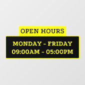 Open-uurteken op de glazen deur raamsticker (Vel)