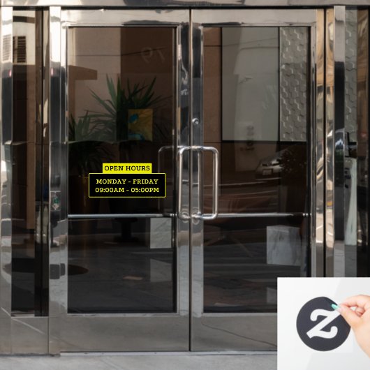 Open-uurteken op de glazen deur raamsticker (Kantoordeur)