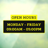 Open-uurteken op de glazen deur raamsticker (Vel 3)