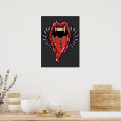 Open Vampire Mouth With Red Lips And Long Fangs Poster (Keuken)