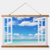 Open Venster bij de Beach Hangend Wandkleed (Voorkant)