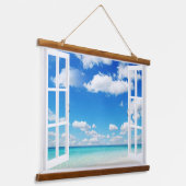 Open Venster bij de Beach Hangend Wandkleed (Gebogen)