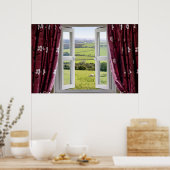Open venster met uitzicht over het hele land en En Poster (Keuken)