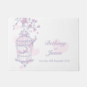 Open Vogelkooi twee vogels aangepaste trouwmat Deurmat (Voorkant)