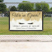 Open voor Business Gold Black Eyelash Beauty Salon Spandoek (Insitu)