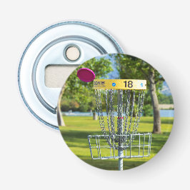 Open voor flesje met magneetschijfgolf button flesopener