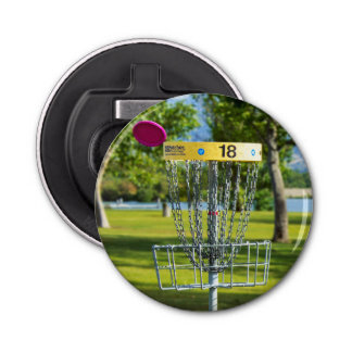 Open voor flesje met magneetschijfgolf button flesopener
