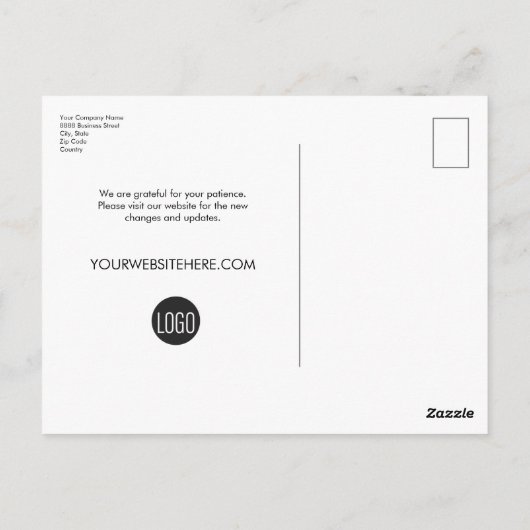 Open voor zakelijk gebruik Uw Logo Dank u Briefkaart (Achterkant)