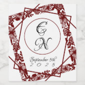 Open-werk Elegante Maroon Wijnfles Etiketten (Enkel label)