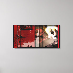 Open Werk over Open Red 2 Canvas Photomontage Afdruk
