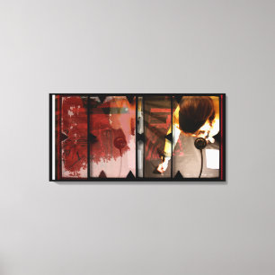 Open Werk over Open Red 4 Canvas Photomontage Afdruk