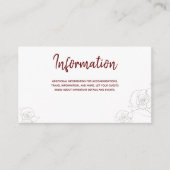 Open Witte Bourgogne Grijs Bloemen Informatie Informatiekaartje (Voorkant)