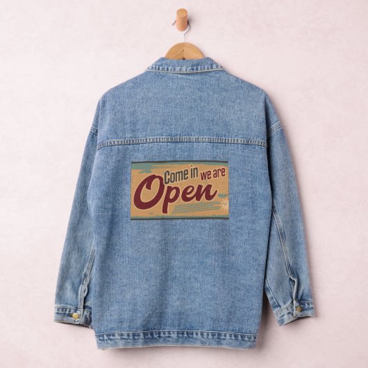 open zakelijk teken retro stijl denim jacket (Hangar)