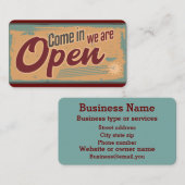  open zakelijk teken retro stijl visitekaartje (Voorkant / Achterkant)