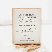 Open Zitplaats Trouwbord | Geen toegewezen plaatse Poster