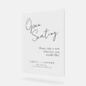 Open zitplaatsen trouwdag Elegante minimale script Acryl Bord (Hoek)