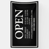 Open Zwart Wit Planning Contact Info Business Spandoek (Verticaal)