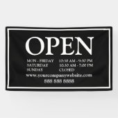 Open Zwart Wit Planning Contact Info Business Spandoek (Horizontaal)