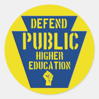 Openbaar hoger onderwijs verdedigen in PA Ronde Sticker