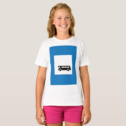 Openbaar vervoer bushalte teken stedelijk vervoer t-shirt (Voorkant volledig)