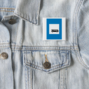 Openbaar vervoer bushalte teken stedelijk vervoer vierkante button 5,1 cm