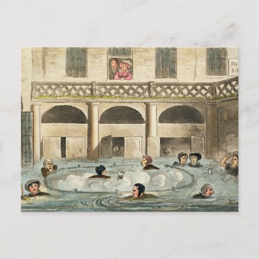 Openbaar zwemmen bij Bath, of Stewing Alive, druk  Briefkaart (Voorkant)