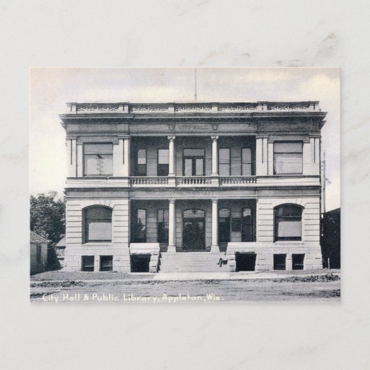 Openbare Bibliotheek, Appleton, Wisconsin, Vintage Briefkaart (Voorkant)