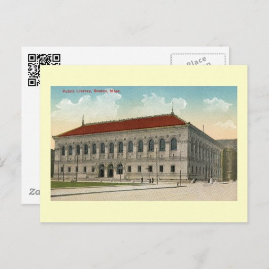 Openbare bibliotheek, Boston 1911 stijl Briefkaart (Voorkant / Achterkant)