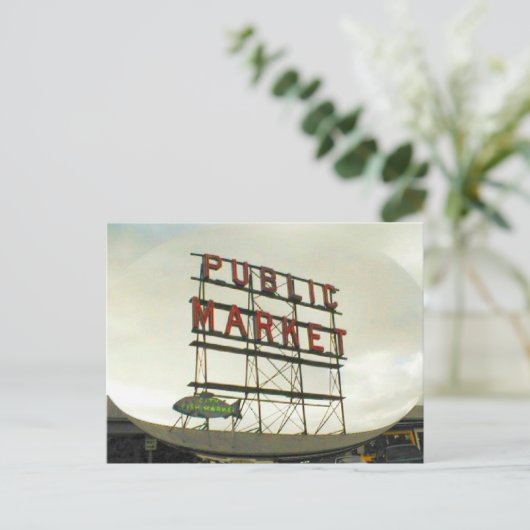 Openbare markt in Seattle, WA Fish Bowl Uitzicht Briefkaart (Staand voorkant)
