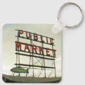 Openbare markt in Seattle, WA Fish Bowl Uitzicht Sleutelhanger (Achterkant)