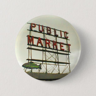 Openbare markt in Seattle, WA Ronde Button 5,7 Cm